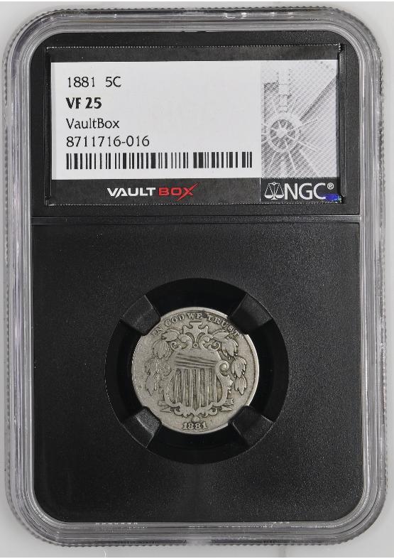 1881 5C NGC VF25 FRONT
