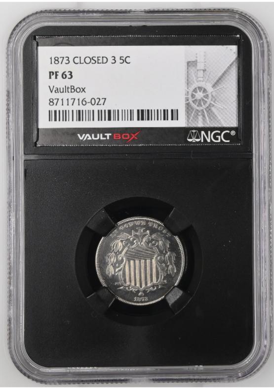 1873 CLOSED 3 5C NGC PF63 FRONT