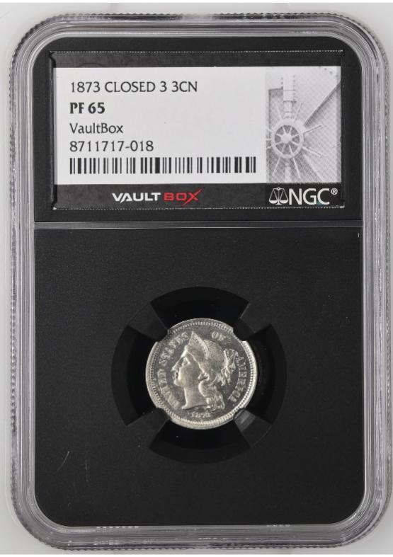 1873 CLOSED 3 3CN NGC PF65 FRONT