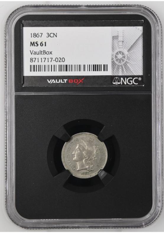 1867 3CN NGC MS61 FRONT