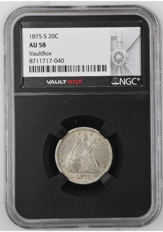 1875-S 20C NGC AU58 FRONT