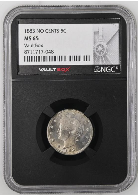 1883 NO CENTS 5C NGC MS65 FRONT