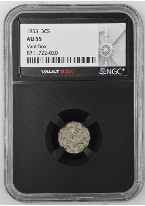 1853 3CS NGC AU55 FRONT