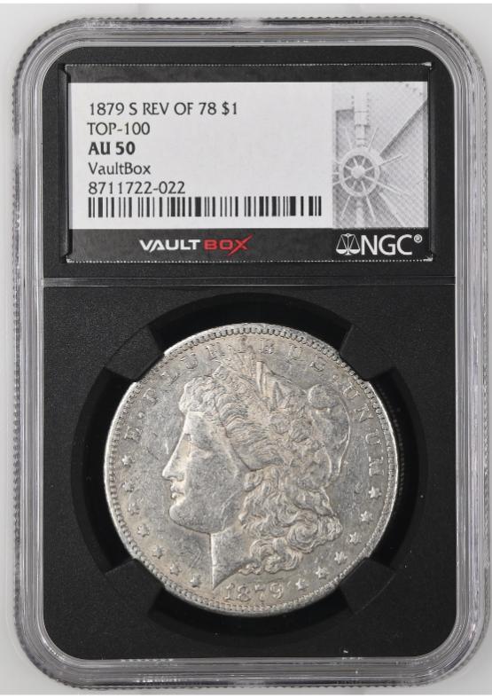 1879-S REV OF 78 $1 TOP-100 NGC AU50 FRONT