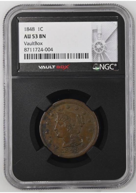1848 1C NGC AU53BN FRONT