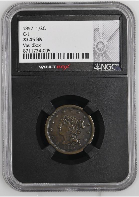 1857 1/2C C-1 NGC XF45BN FRONT