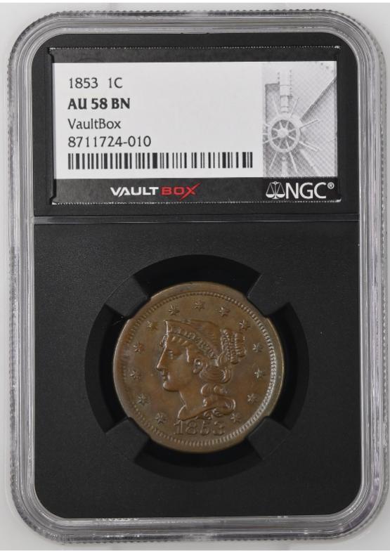 1853 1C NGC AU58BN FRONT