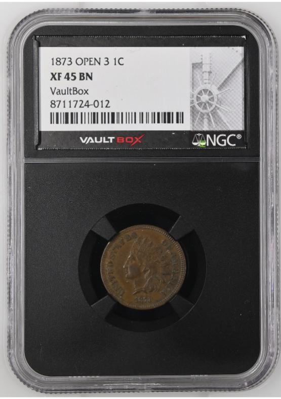 1873 OPEN 3 1C NGC XF45BN FRONT