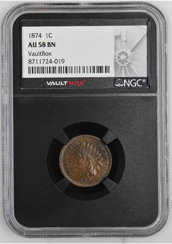 1874 1C NGC AU58BN FRONT