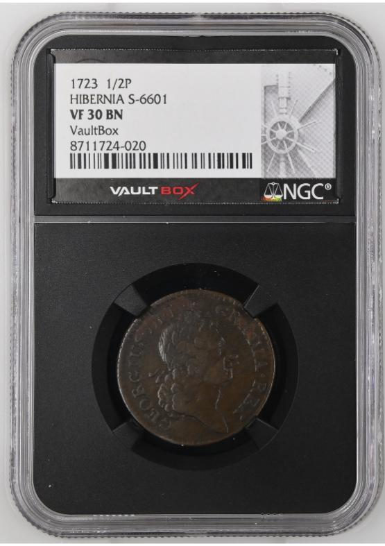 1723 1/2P HIBERNIA S-6601 NGC VF30BN FRONT