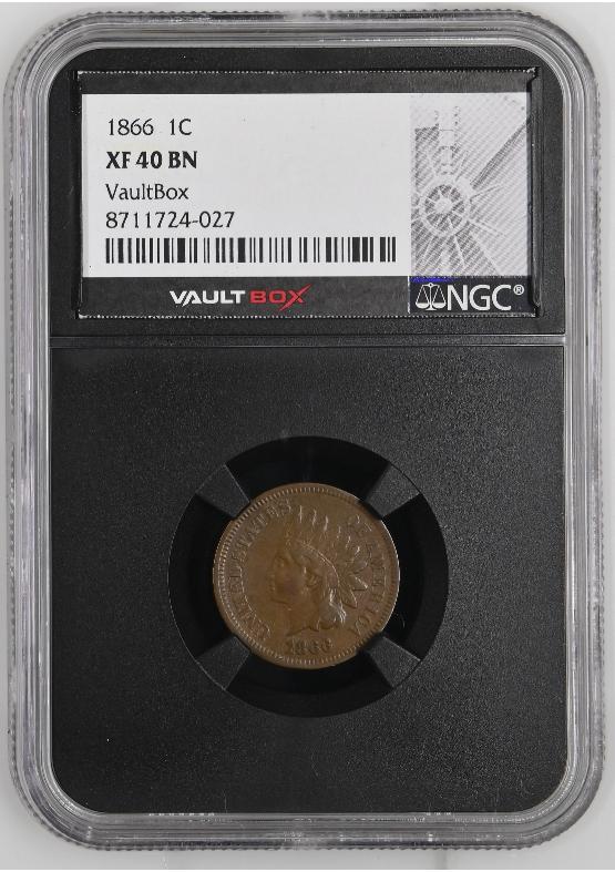 1866 1C NGC XF40BN FRONT
