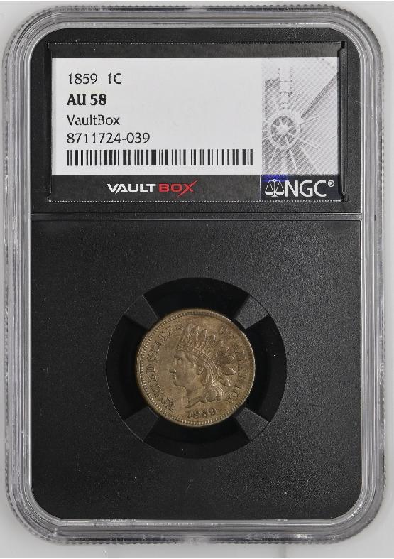 1859 1C NGC AU58 FRONT