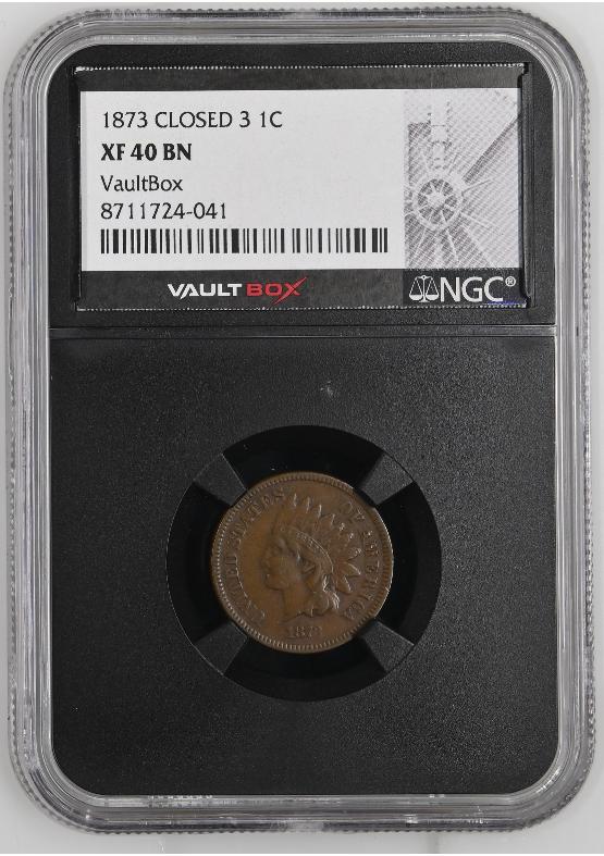 1873 CLOSED 3 1C NGC XF40BN FRONT