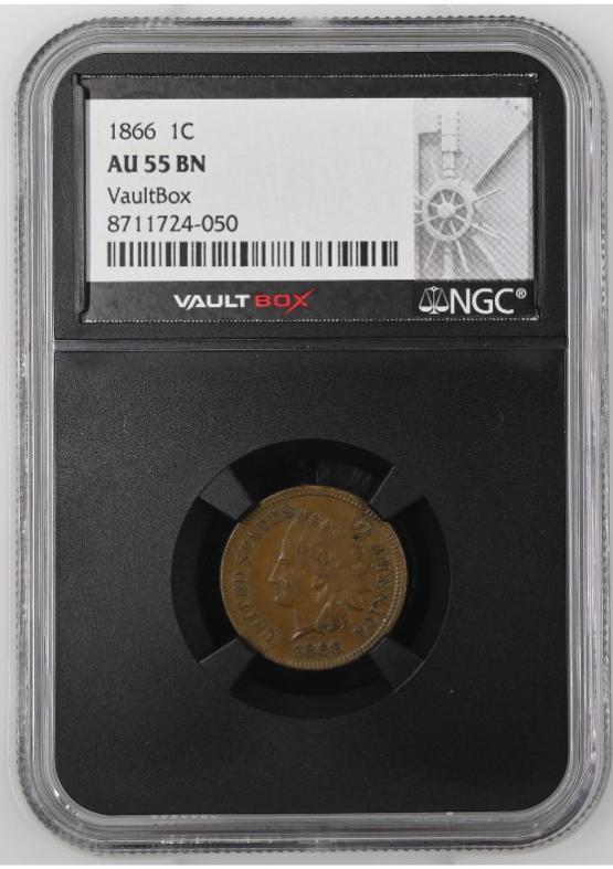 1866 1C NGC AU55BN FRONT