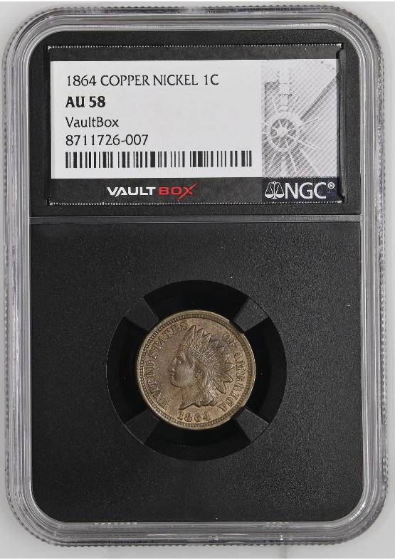 1864 COPPER NICKEL 1C NGC AU58 FRONT