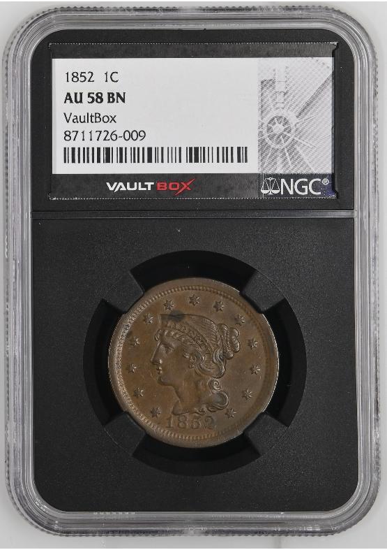 1852 1C NGC AU58BN FRONT