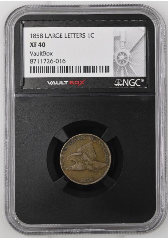 1858 LARGE LETTERS 1C NGC XF40 FRONT