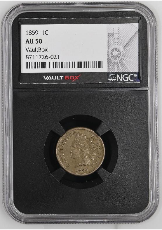 1859 1C NGC AU50 FRONT
