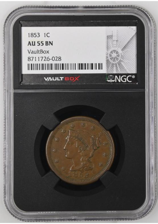 1853 1C NGC AU55BN FRONT