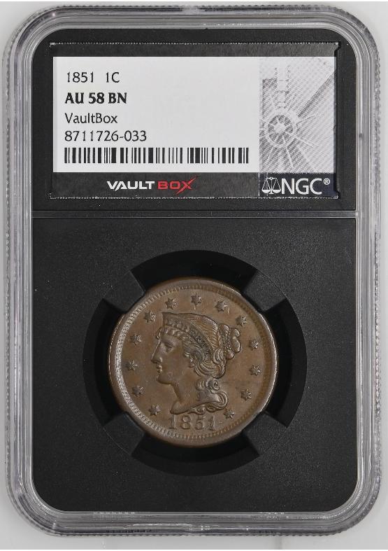 1851 1C NGC AU58BN FRONT