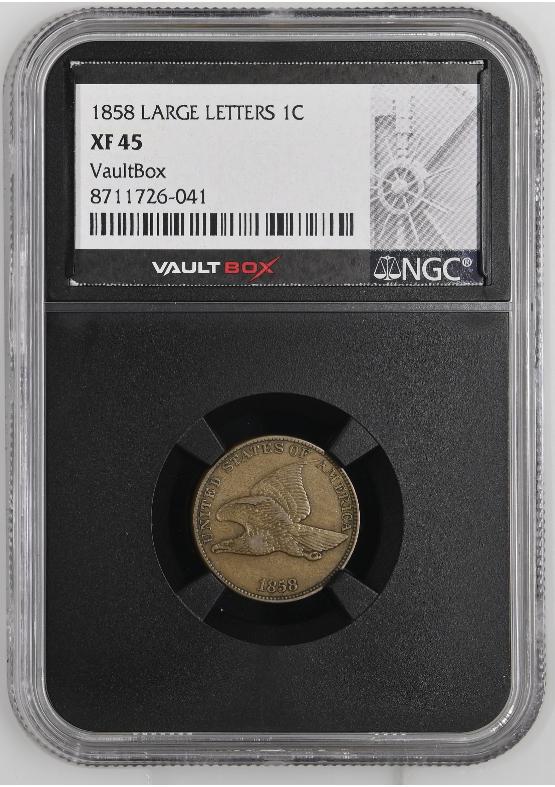 1858 LARGE LETTERS 1C NGC XF45 FRONT