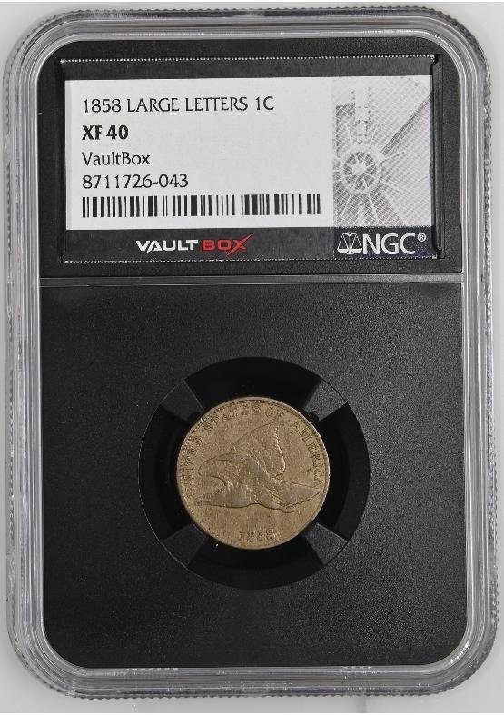 1858 LARGE LETTERS 1C NGC XF40 FRONT