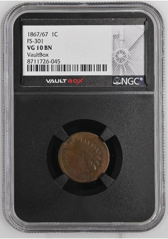 1867/67 1C FS-301 NGC VG10BN FRONT