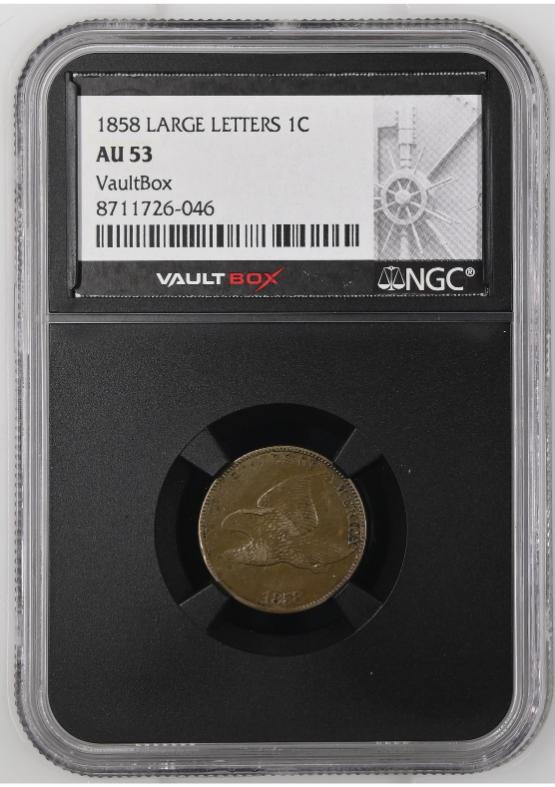 1858 LARGE LETTERS 1C NGC AU53 FRONT