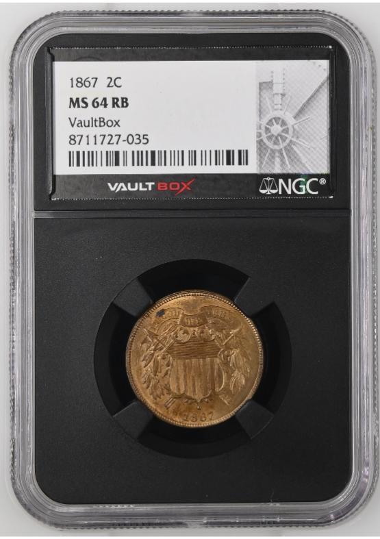 1867 2C NGC MS64RB FRONT