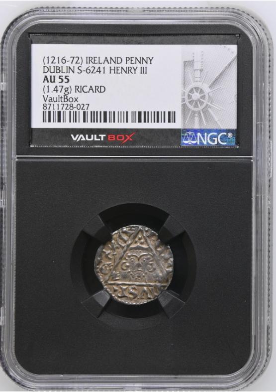 (1216-72) IRELAND PENNY DUBLIN S-6241 HENRY III NGC AU55 FRONT