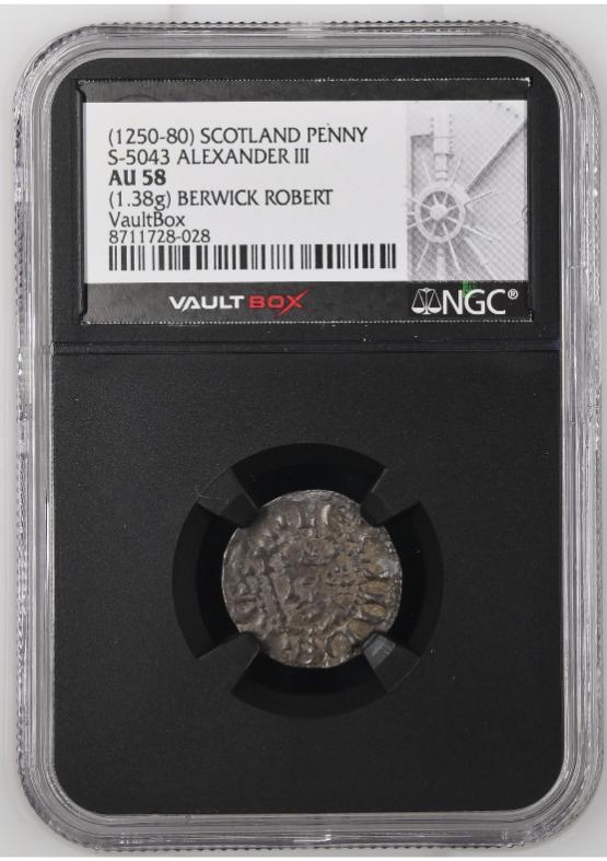 (1250-80) SCOTLAND PENNY S-5043 ALEXANDER III NGC AU58 FRONT