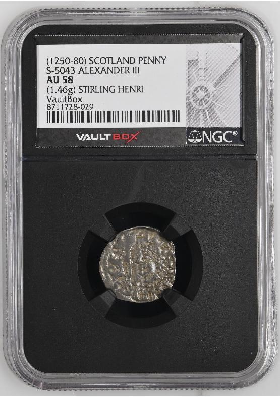(1250-80) SCOTLAND PENNY S-5043 ALEXANDER III NGC AU58 FRONT
