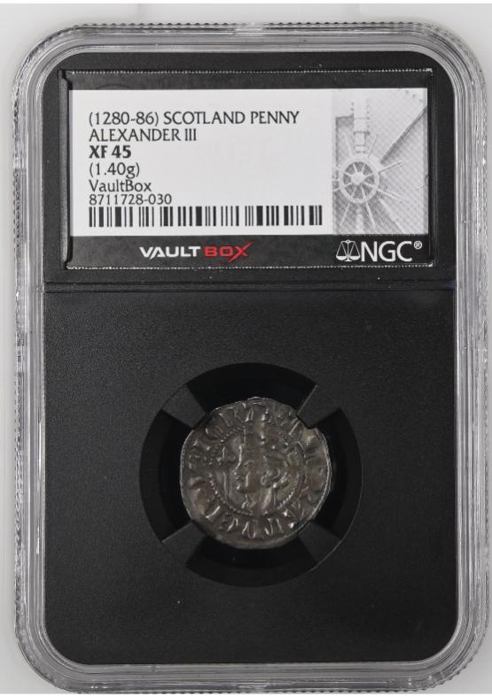 (1280-86) SCOTLAND PENNY ALEXANDER III NGC XF45 FRONT