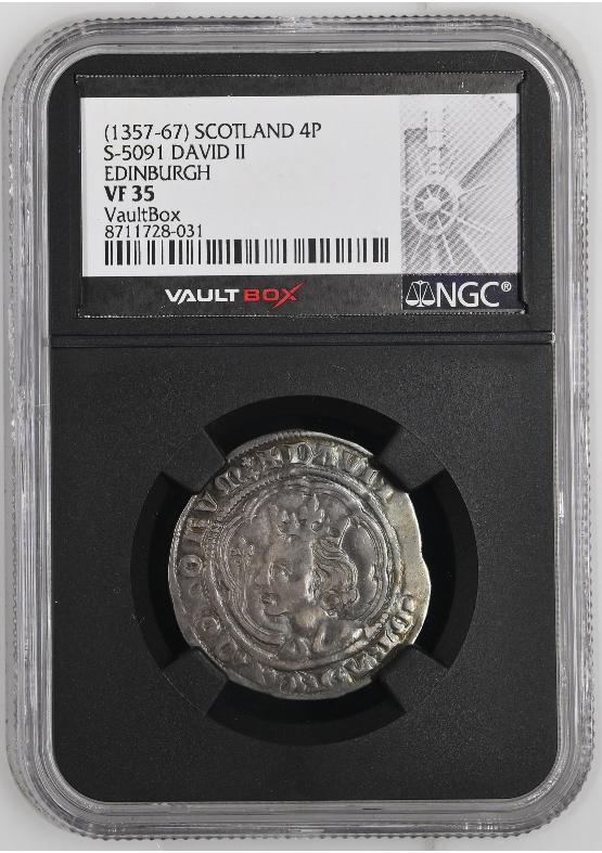 (1357-67) SCOTLAND 4P S-5091 DAVID II EDINBURGH NGC VF35 FRONT