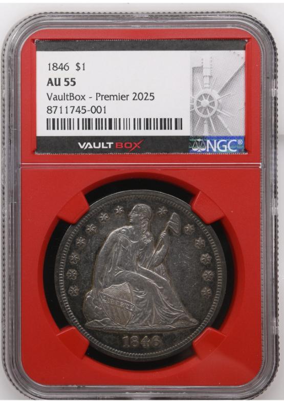 1846 $1 NGC AU55 FRONT