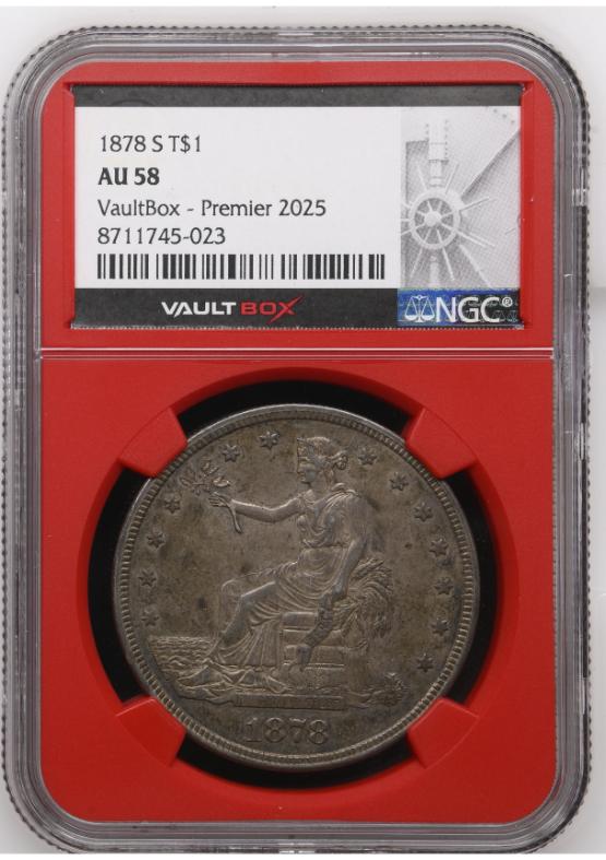 1878-S T$1 NGC AU58 FRONT
