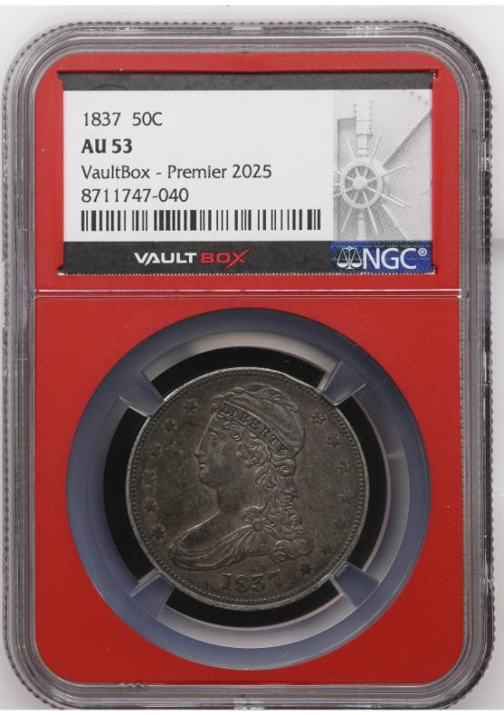 1837 50C NGC AU53 FRONT