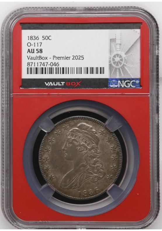 1836 50C O-117 NGC AU58 FRONT