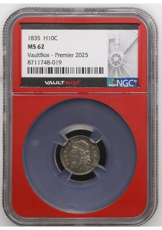 1835 H10C NGC MS62 FRONT