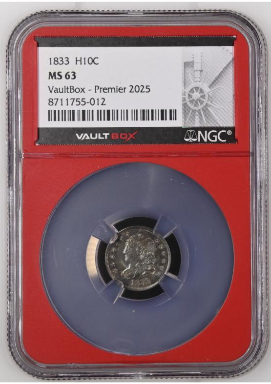1833 H10C NGC MS63 FRONT
