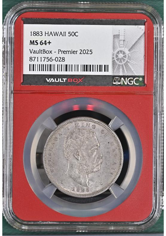 1883 HAWAII 50C NGC MS64+ FRONT