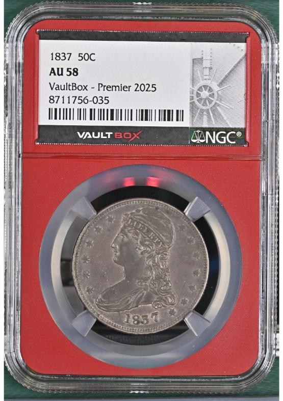 1837 50C NGC AU58 FRONT