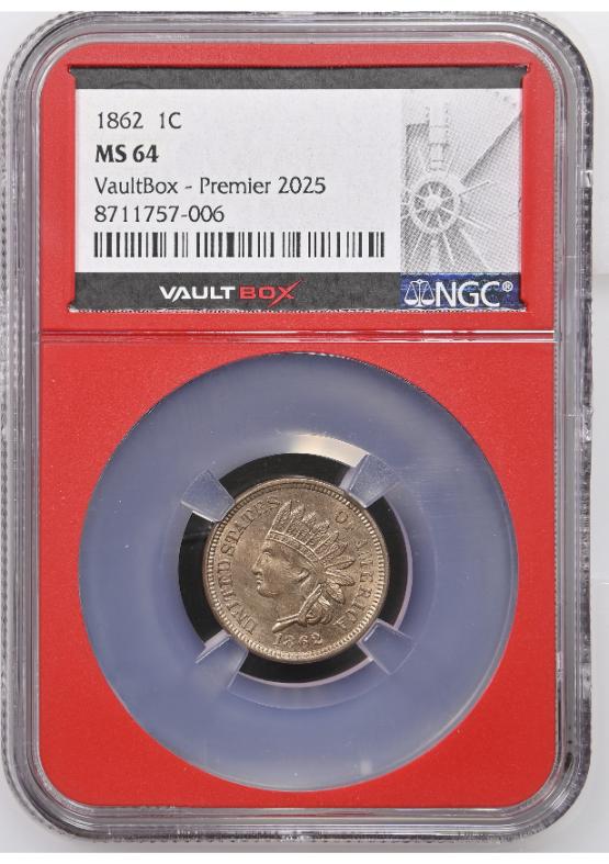 1862 1C NGC MS64 FRONT