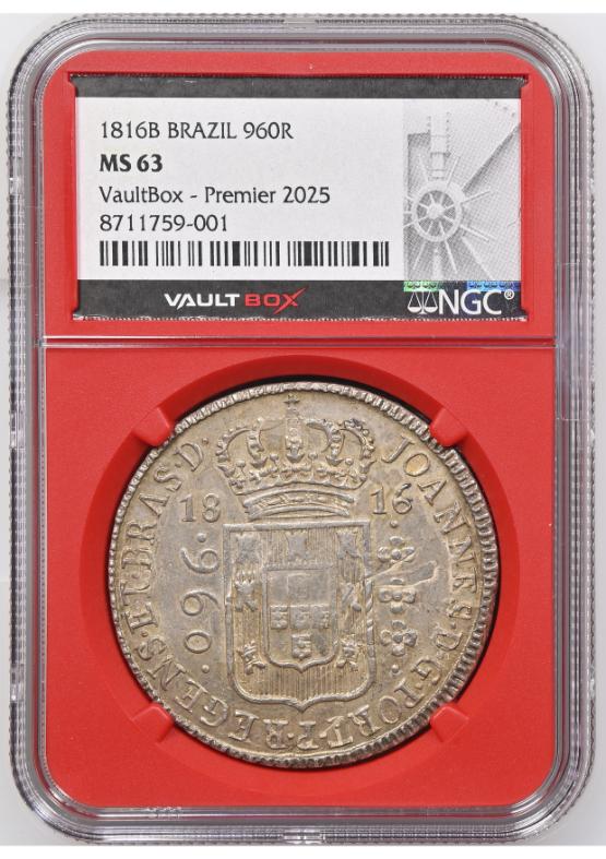 1816B BRAZIL 960R NGC MS63 FRONT