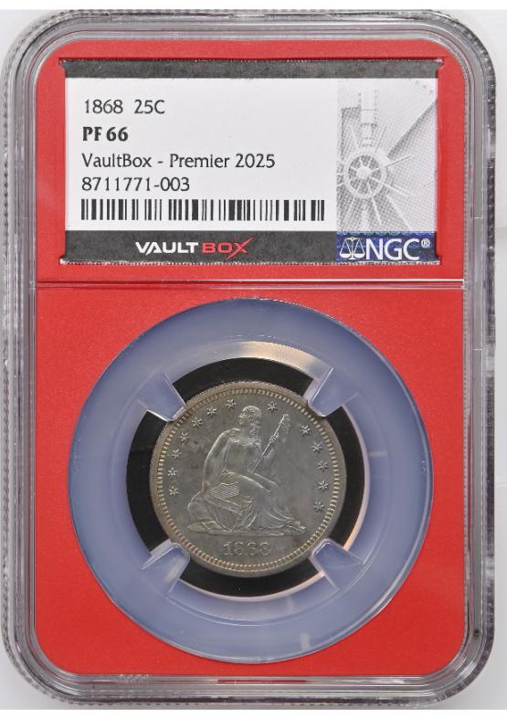 1868 25C NGC PF66 FRONT