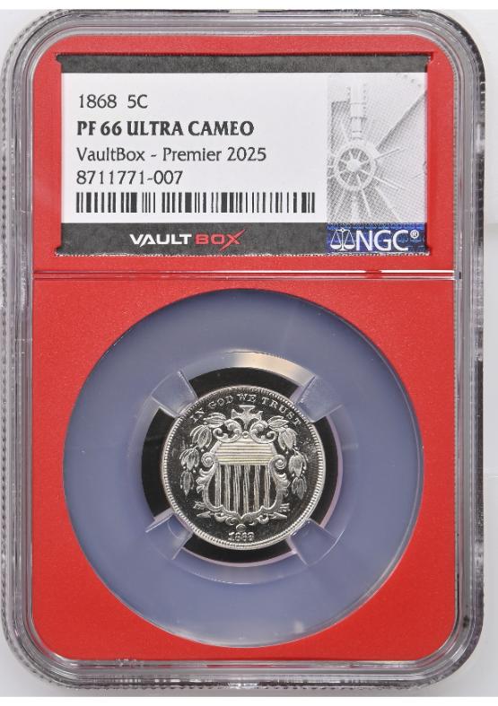 1868 5C NGC PF66 ULTRA CAMEO FRONT