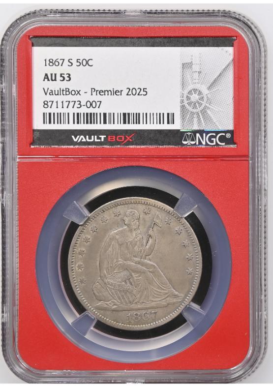 1867-S 50C NGC AU53 FRONT