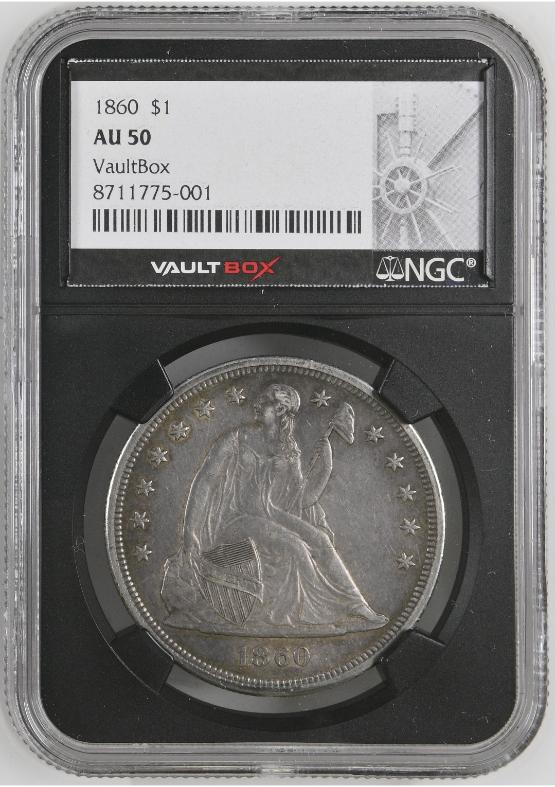 1860 $1 NGC AU50 FRONT