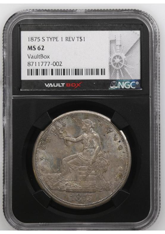 1875-S TYPE 1 REV T$1 NGC MS62 FRONT