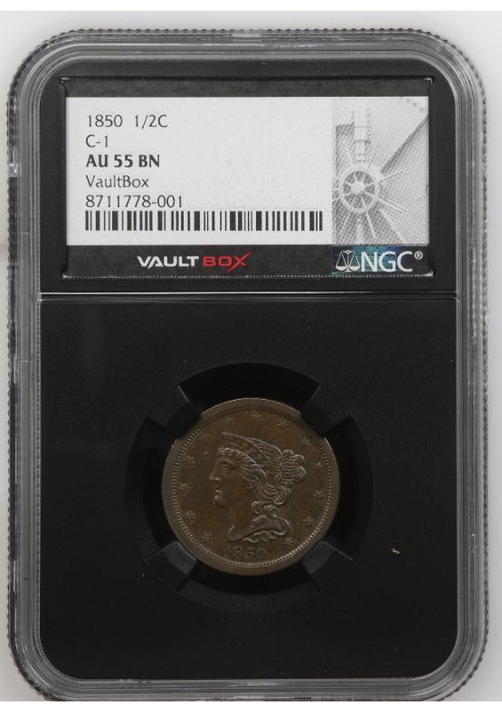 1850 1/2C C-1 NGC AU55BN FRONT